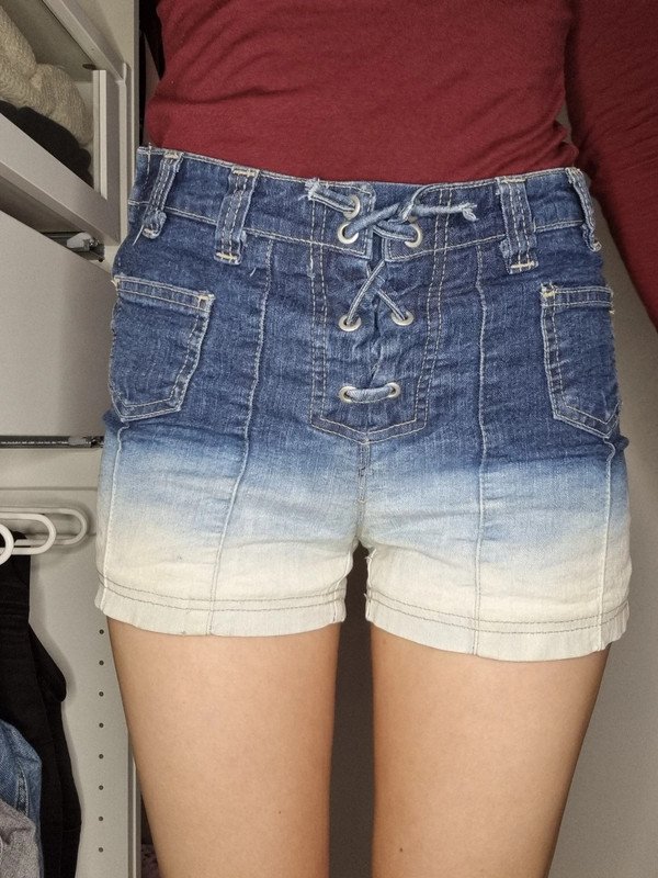 Ombre Dip Dye Farbverlauf High Waist Hotpants Jeansshorts Shorts