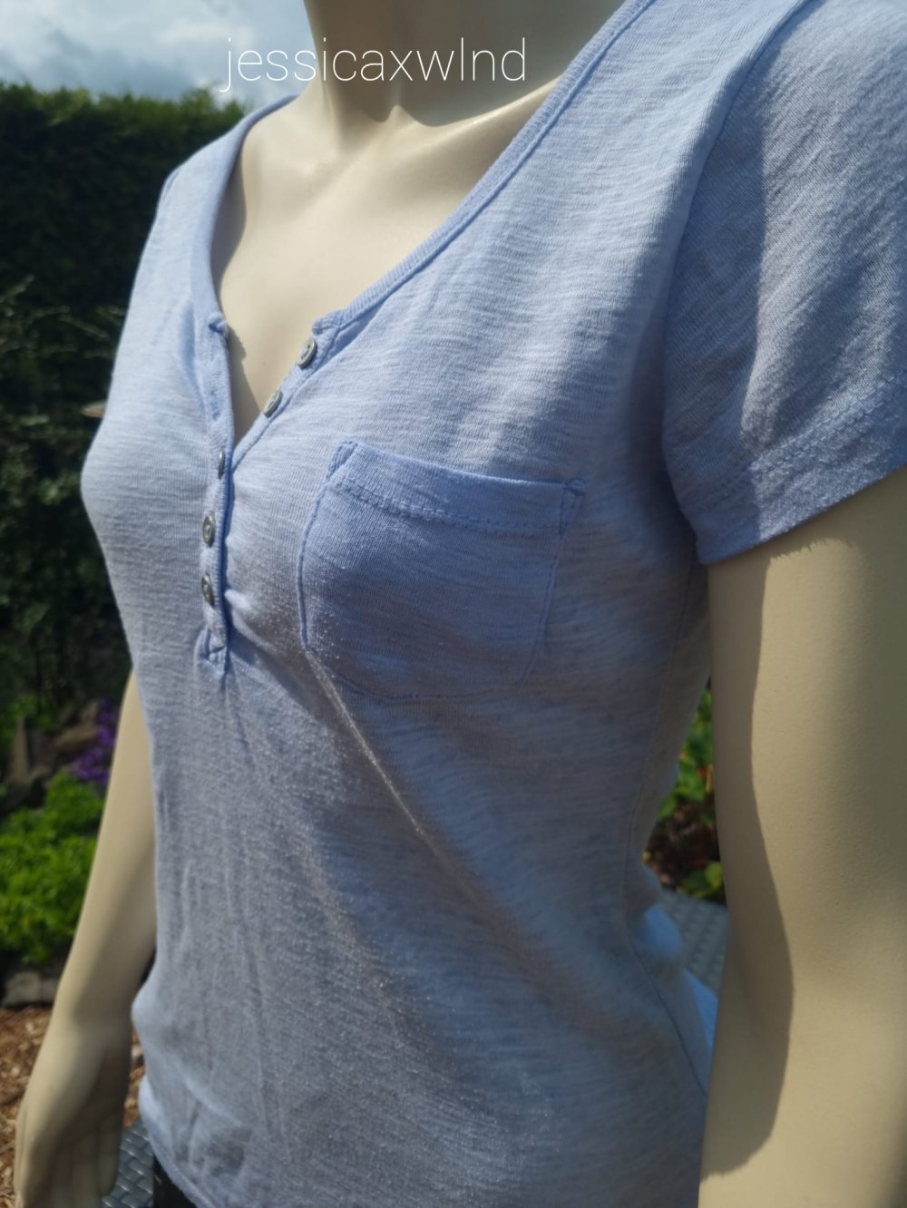 Basic Schlicht T-Shirt Knöpfe