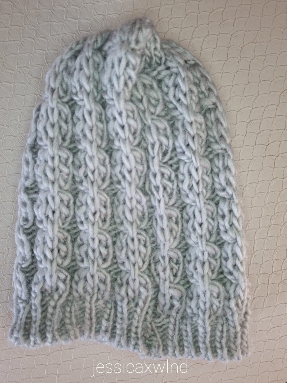 Mütze Perlen Glitzer Grau Strickmütze