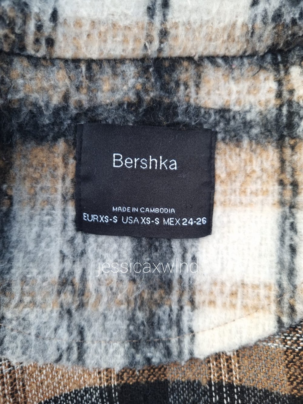 Bershka Hemdjacke Camel Schwarz kariert
