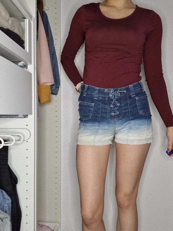 Ombre Dip Dye Farbverlauf High Waist Hotpants Jeansshorts Shorts