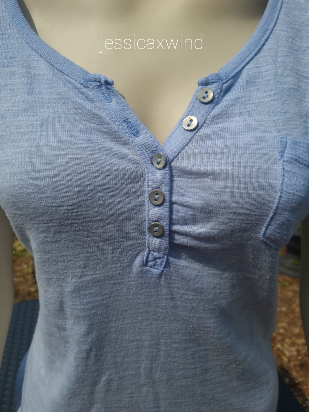 Basic Schlicht T-Shirt Knöpfe