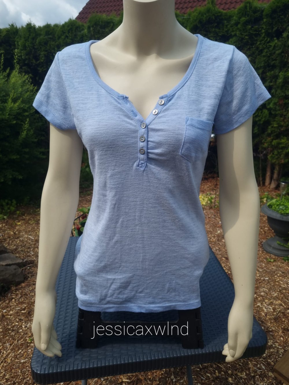 Basic Schlicht T-Shirt Knöpfe