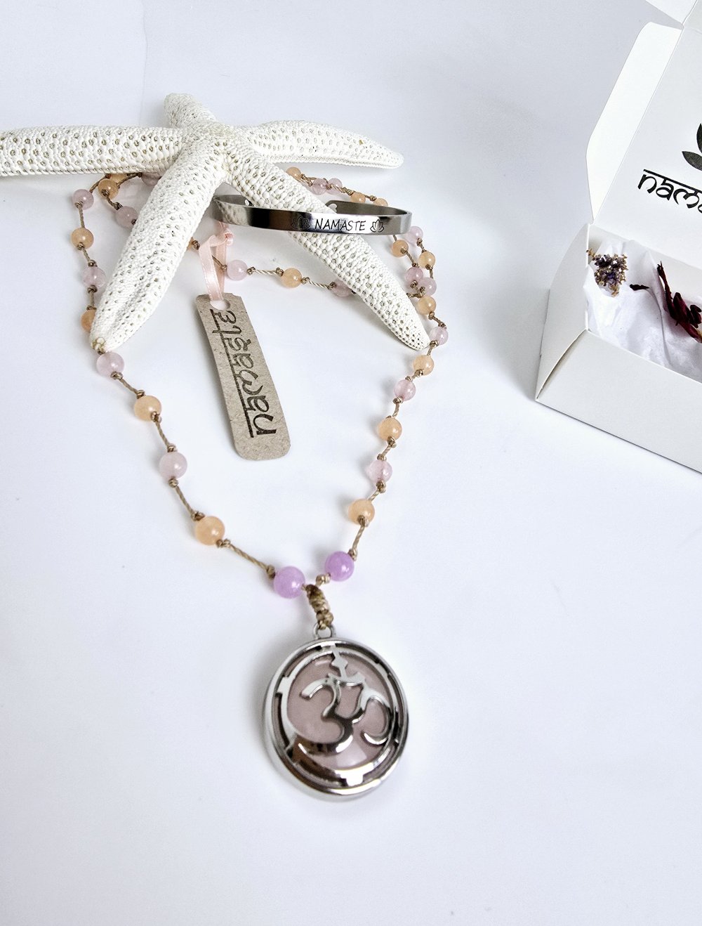 Rosenquarz Citrin Kette OM Ibiza