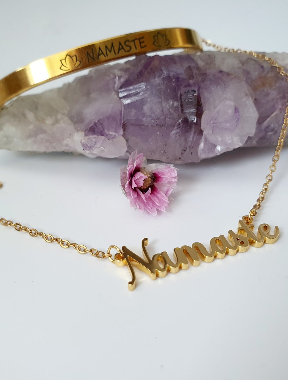 Namaste Schriftzug Kette Edelstahl Ibiza