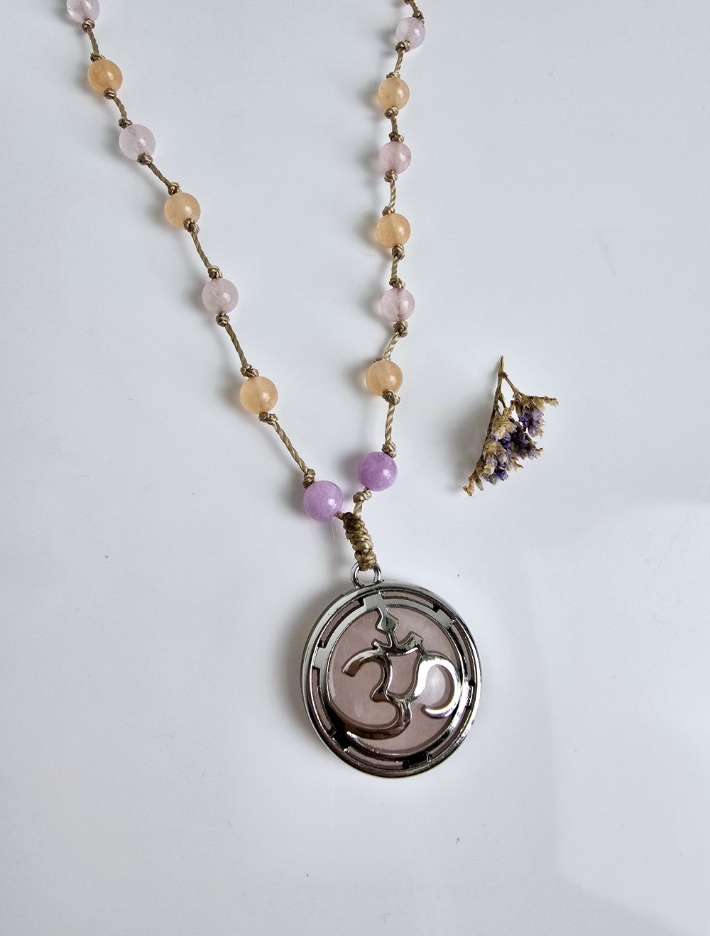 Rosenquarz Citrin Kette OM Ibiza