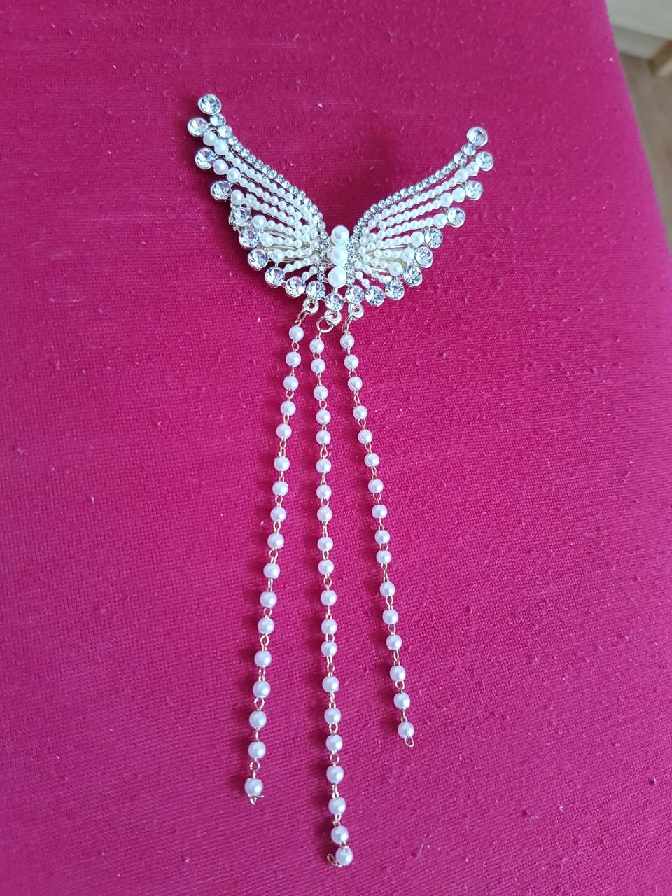 Brautschmuck Haarklammer Schmetterling weiß silber gold