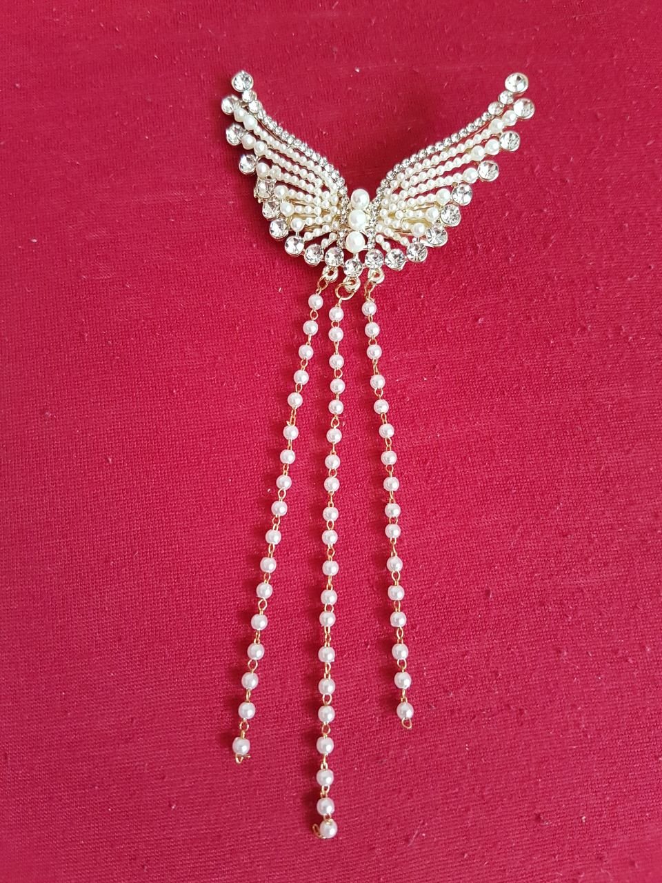 Brautschmuck Haarklammer Schmetterling weiß silber gold