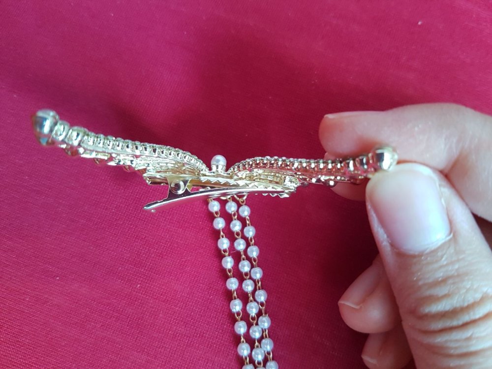 Brautschmuck Haarklammer Schmetterling weiß silber gold