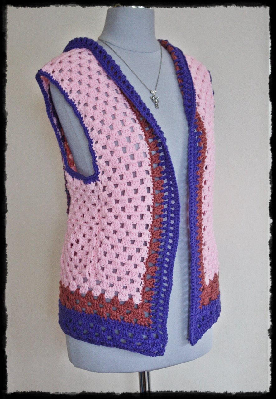 Ausgefallene, einzigartige Hippie Häkelweste, Gr.S/M