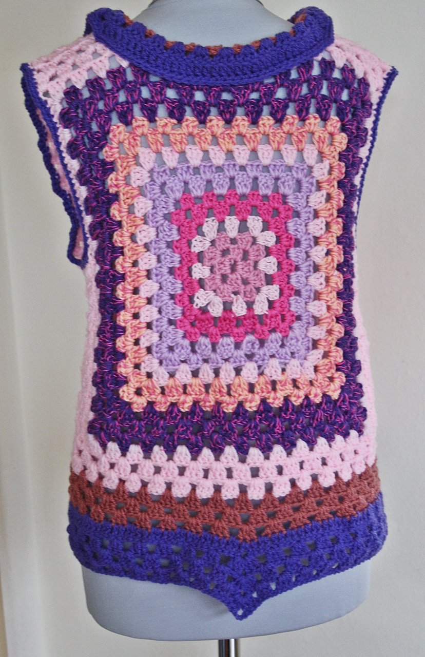 Ausgefallene, einzigartige Hippie Häkelweste, Gr.S/M