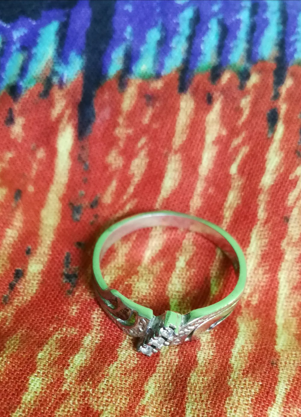 Silberring Fingerring mit süßen Brillis! 80er Vintage Schatz! Retroschmuck Bling-Bling Glitzersteine  Echtsilber