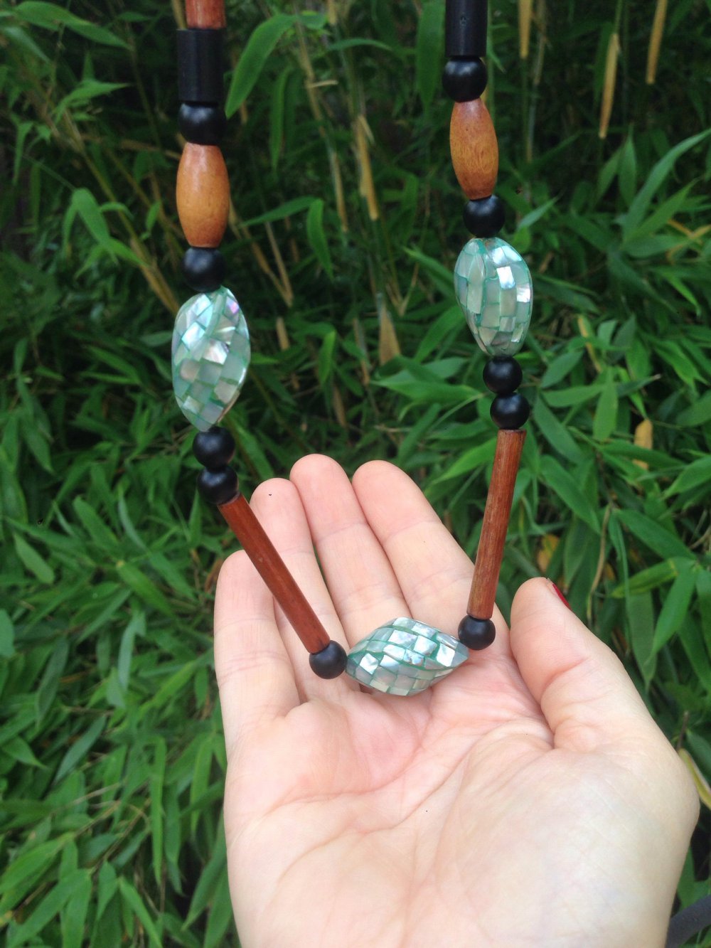 Perlenkette Pauamuschel Abalone Ethno Indianer Vintage Boho Hippie Buddha Yoga!