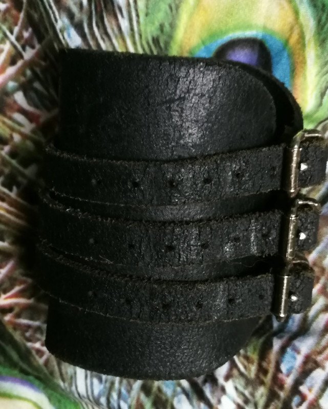 Breites Lederarmband mit Schnallenstyle Black Metal Mode Sweatband Stagewear Unisex