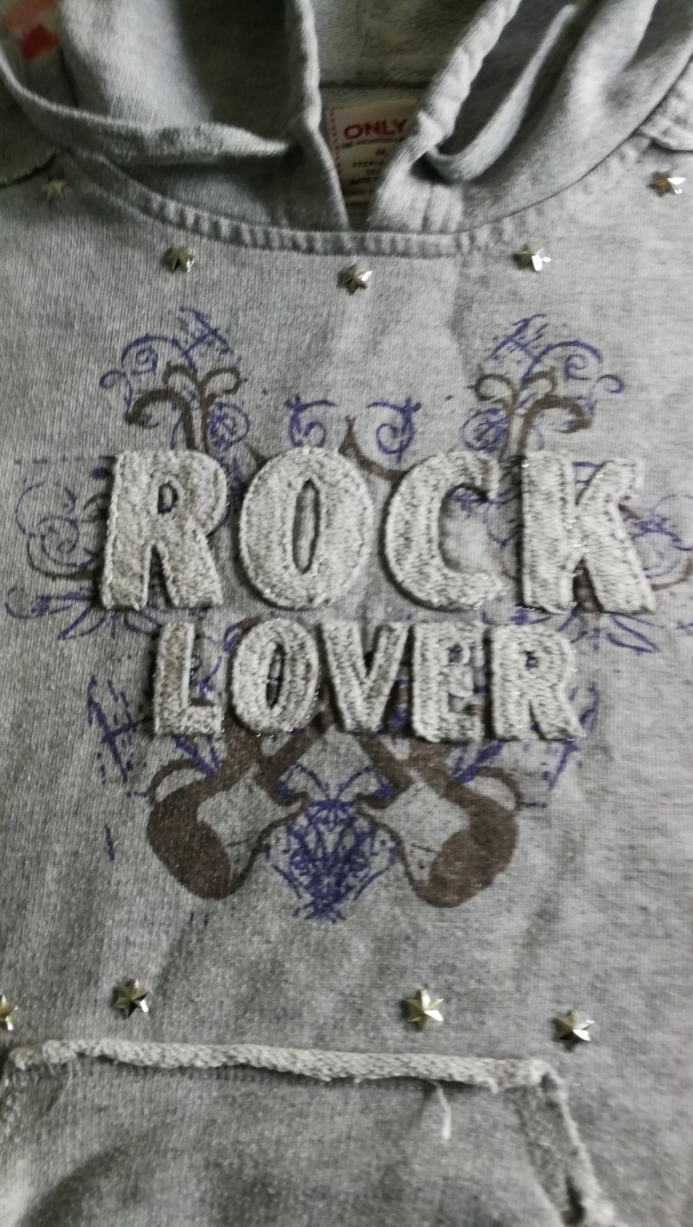 Hoodie Tophoodie Rocklover Gitarre Rockchick Only Nieten Sternennieten Shirthoodie! Gr.M