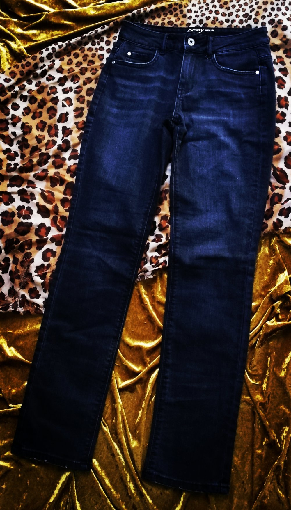 Orsay Denim Jeanshose Gr. 34 Stretchröhre Schwarze Jeans