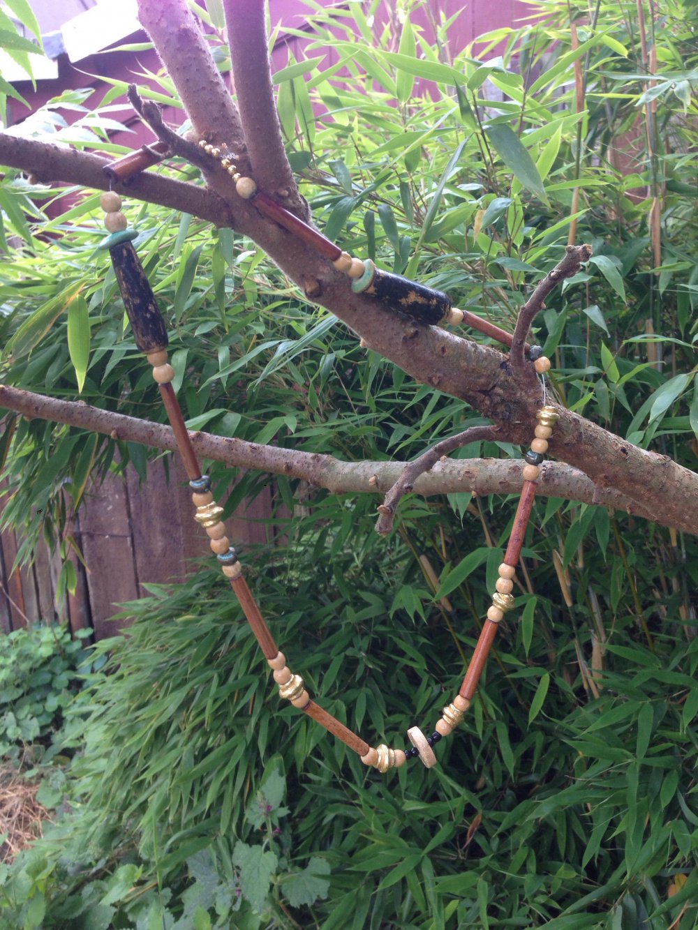 Perlenkette Ethno Indianer Vintage Boho Hippie Buddha Yoga! Goldeffekte 