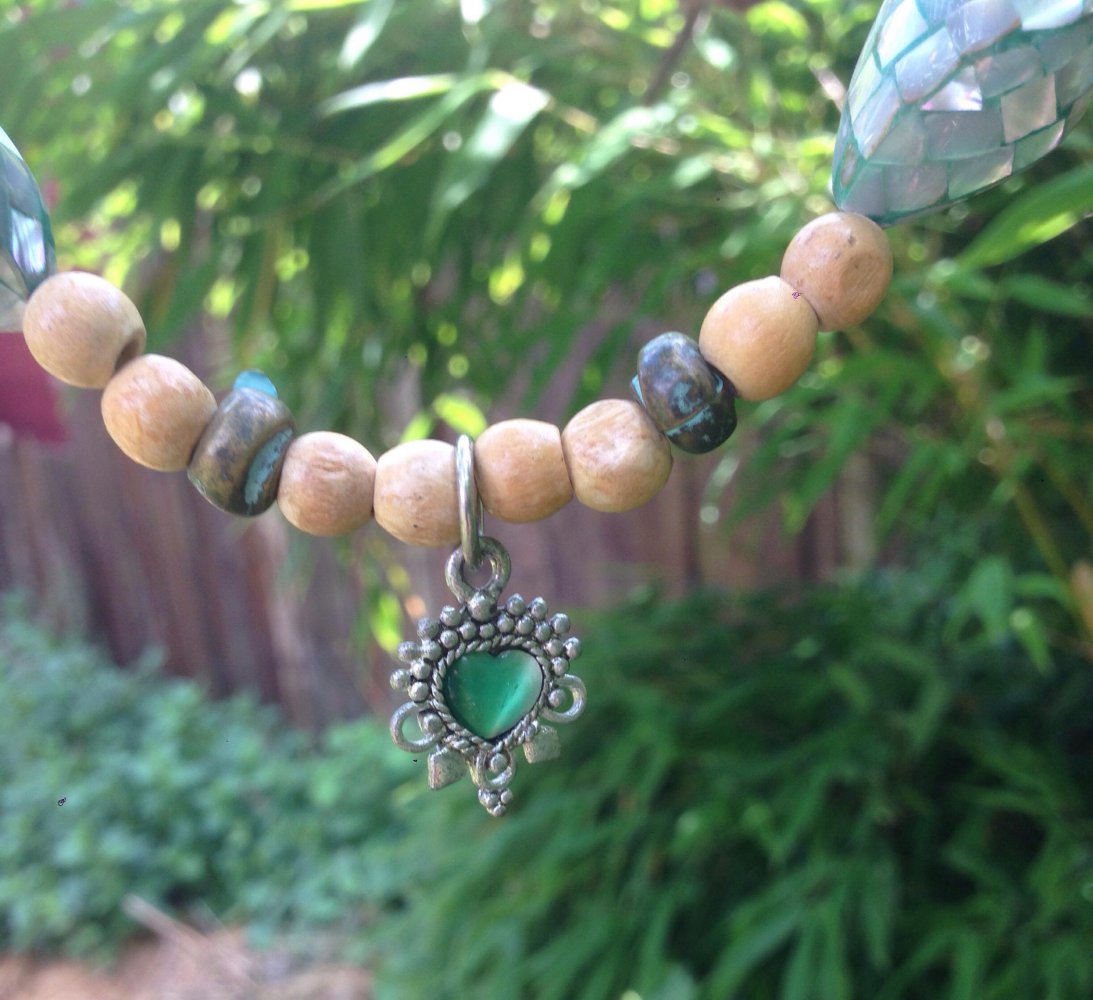 Perlenkette Ethno Indianer Herzanhänger Mood Boho Hippie Buddha Yoga!