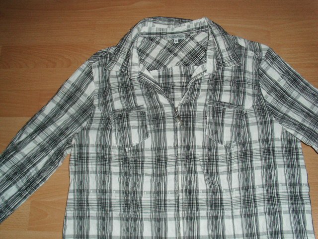 Bluse von Gina Laura, kariert mit Reißverschluss, Gr. 48