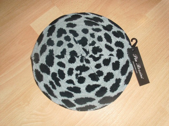 Beret ( Baskenmütze) von Pia Rossini, grau- schwarz, Einheitsgröße mit Etikett