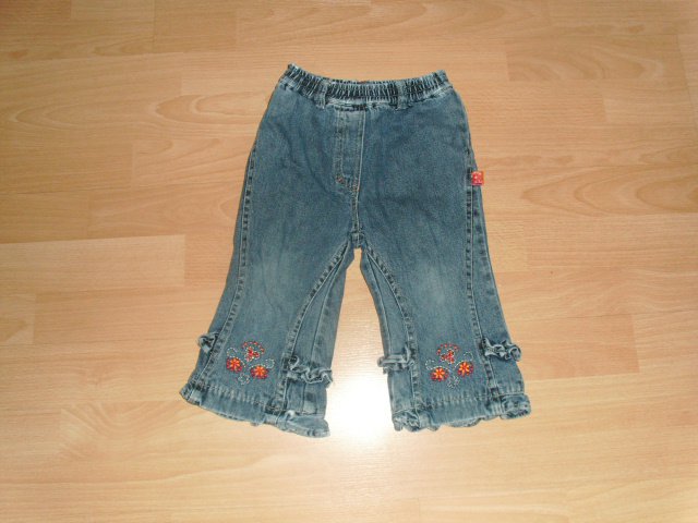 Jeans von Dopodopo, blau mit Blumen, Gr. 80