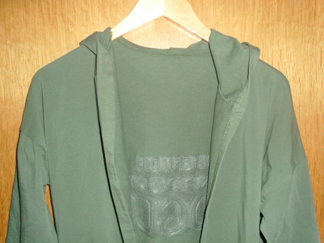 Langer Cardigan, khaki mit Kapuze, Gr. 42