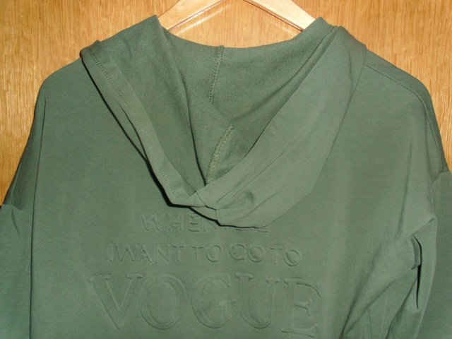 Langer Cardigan, khaki mit Kapuze, Gr. 42