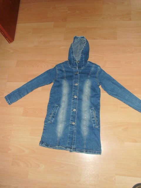 Jeansmantel, blau mit Waschungen, Gr. 128