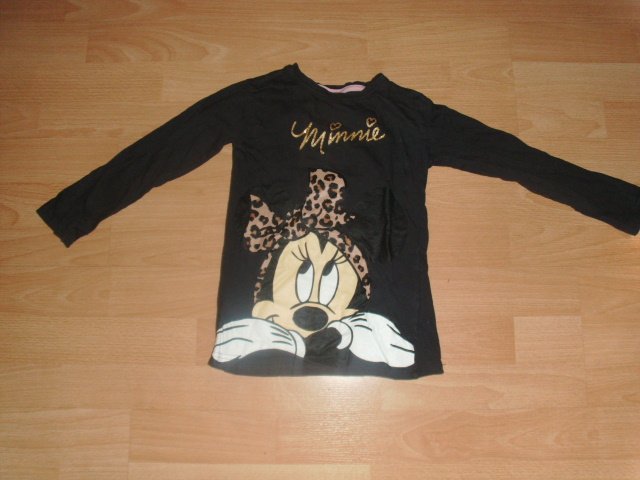 Langarmshirt von Disney, schwarz mit Minnie Maus, Gr. 122