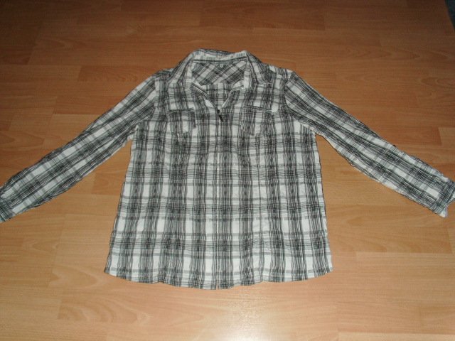 Bluse von Gina Laura, kariert mit Reißverschluss, Gr. 48