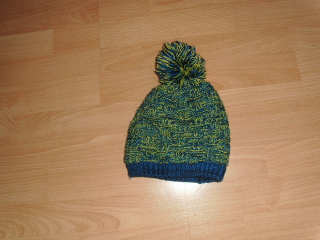 Strickmütze, blau-gelb, Gr. 110