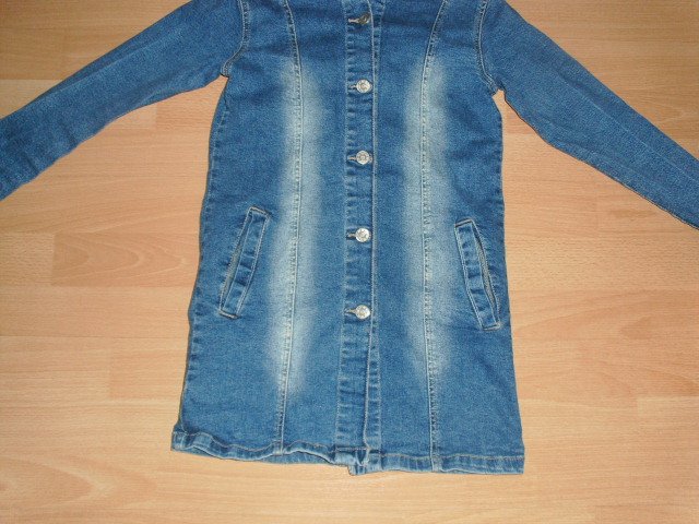 Jeansmantel, blau mit Waschungen, Gr. 128