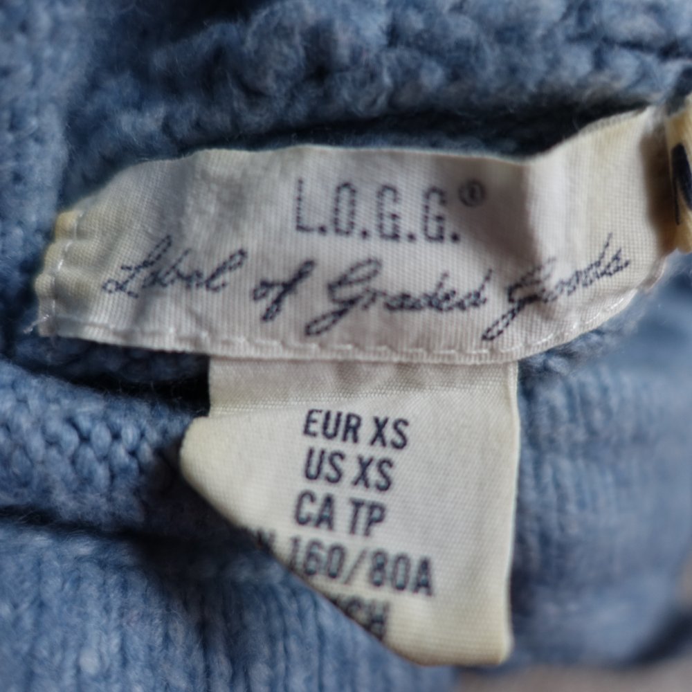 Pullover, Kapuzen-Strickpullover, Gr. XS bzw. ca. Gr. 34, Oversize, H&M LOGG, blau