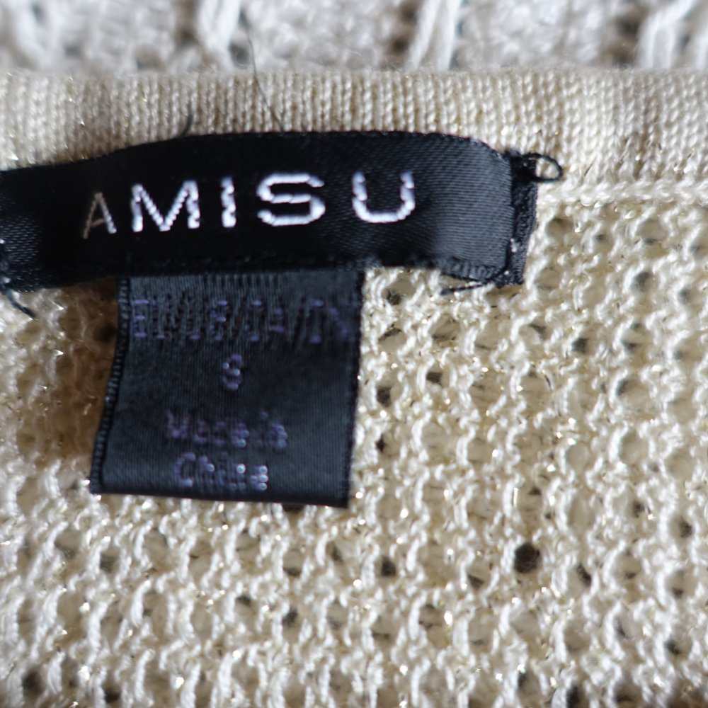 Pullover, Strickpullover, beige mit Goldglitzer, Gr. S bzw. ca. Gr. 36, Amisu