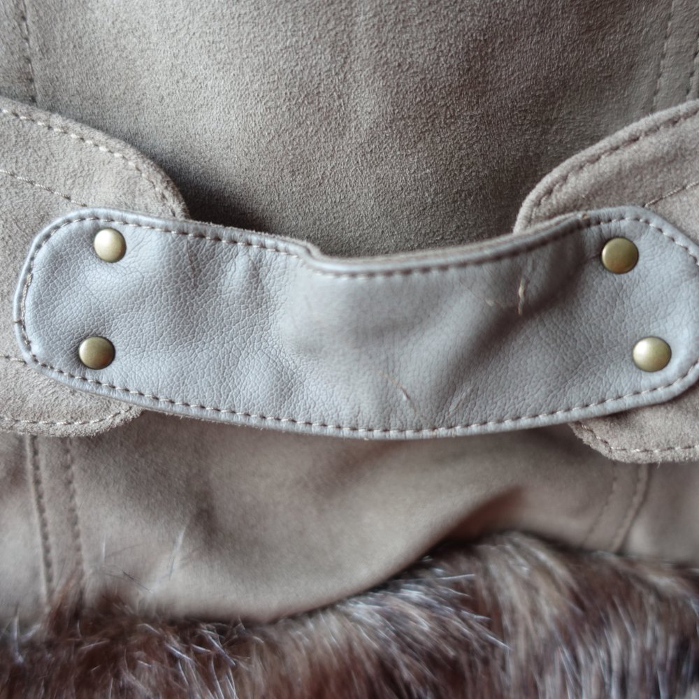 Weste, Wildleder-Weste, braun, mit Kunstfell, Gr. 34, ca. Gr. XS, Promod