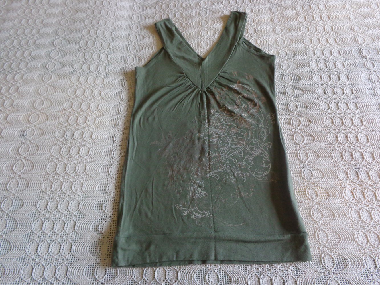 Vintage - Top, Shirt, Longtop, Gr. XS bzw. ca. Gr. 34, khaki, Amisu