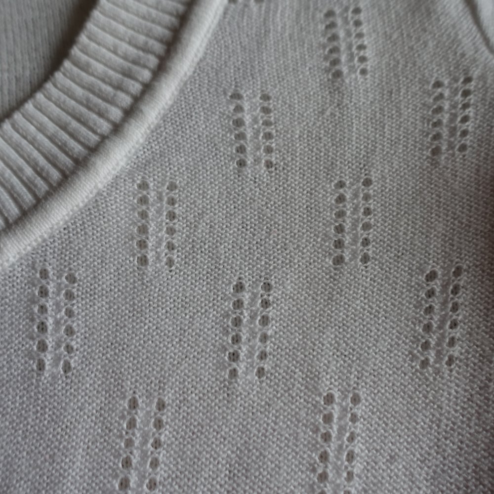 Vintage - Pullover, Strickpullover, Lochmuster, weiß, Gr. 34 bzw. ca. Gr. XS, H&M Divided