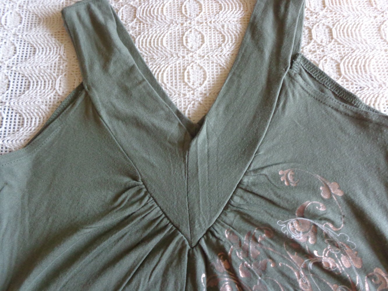 Vintage - Top, Shirt, Longtop, Gr. XS bzw. ca. Gr. 34, khaki, Amisu