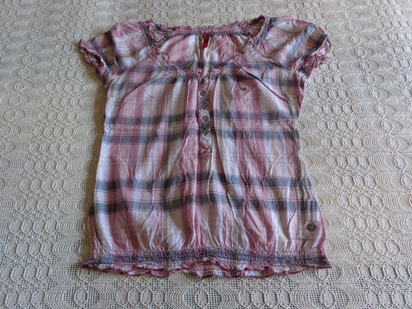 #Vintage - Bluse, Schlupfbluse, Karobluse, Gr. XS bzw. ca. Gr. 34, QS by s. Oliver