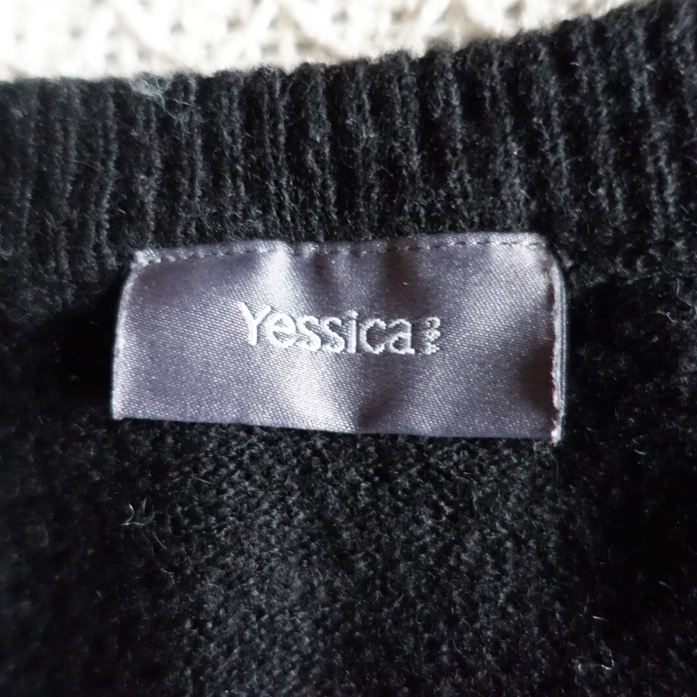 Pullover, Strickpullover, mit Perlen, schwarz, Gr. XS bzw. ca. Gr. 34, Yessica