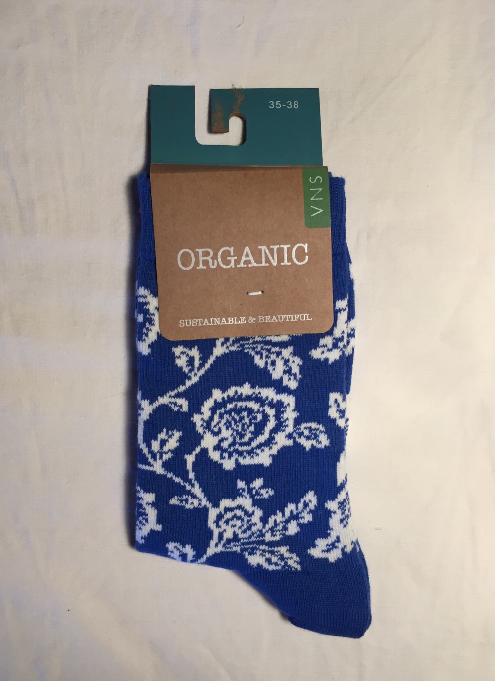 NEU Socken blau weiß Blumenmuster