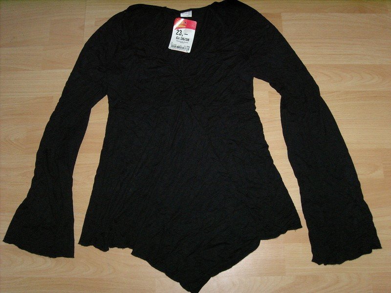 Sexy zipfeliges Babydoll S M 36 38 40 Empire V-Ausschnitt Ausgestellte Ärmel Raffungen im Brustbereich Ausgestellte Ärmel 