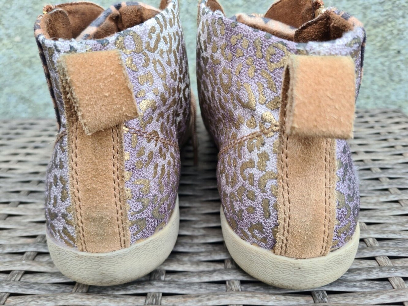 *** Weiche Boots ~ Sneaker ~ Beige-Braun-Gold Gemustert ~ Nieten Wildleder ***