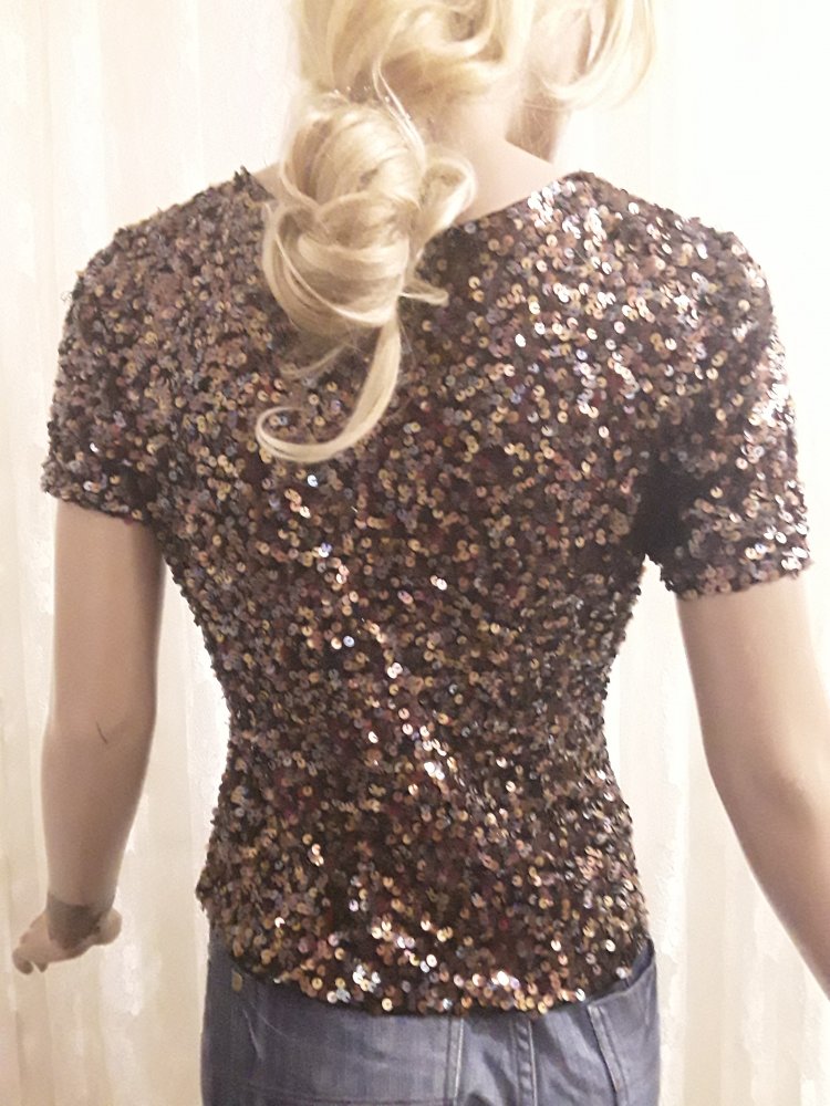 Bronzefarbene Pailetten-Shirt 
