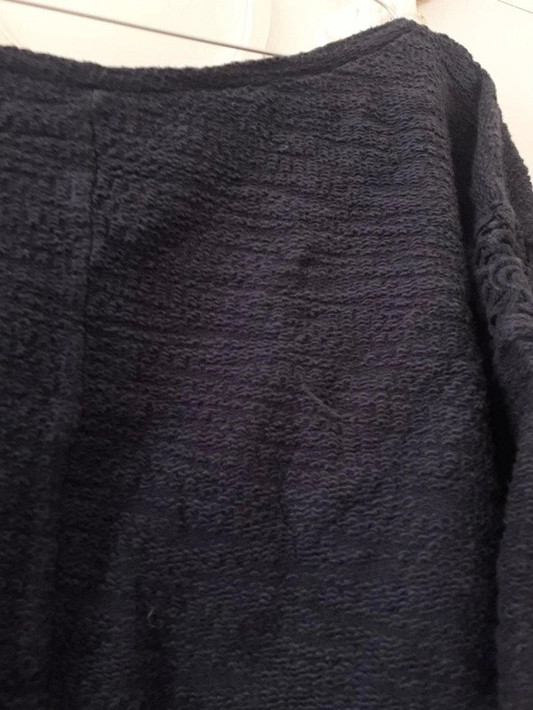 Dunkelblaues Oberteil Shirt kurzarm Verzierung Spitze Blau