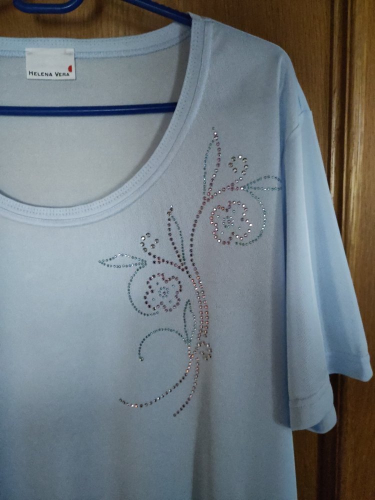 Hellblaues T-Shirt Glitzersteinchen Blume Helena Vera