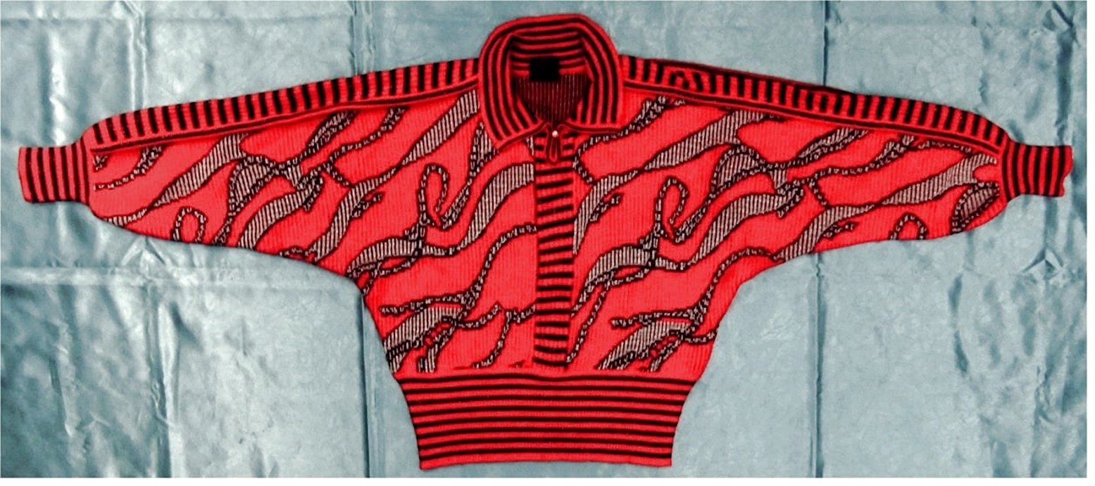 Kragen-Pullover von C&A Sixth Sense - Mit Flügelarmen - rot mit Glizterapplikationen - Größe 44 /46