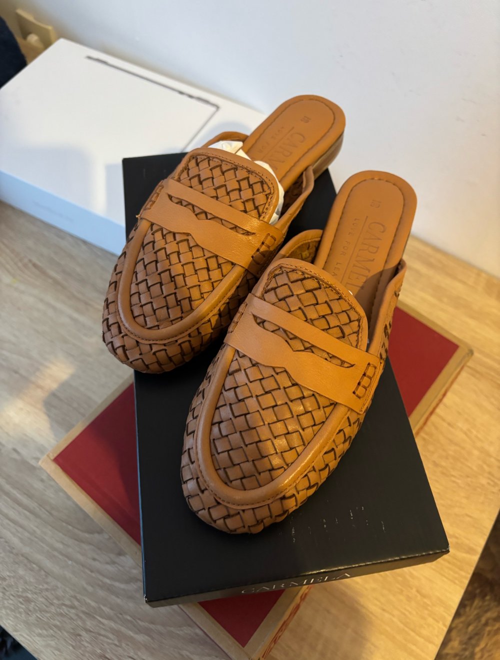 Carmela Loafer Beige Braun Geflochten Echtleder