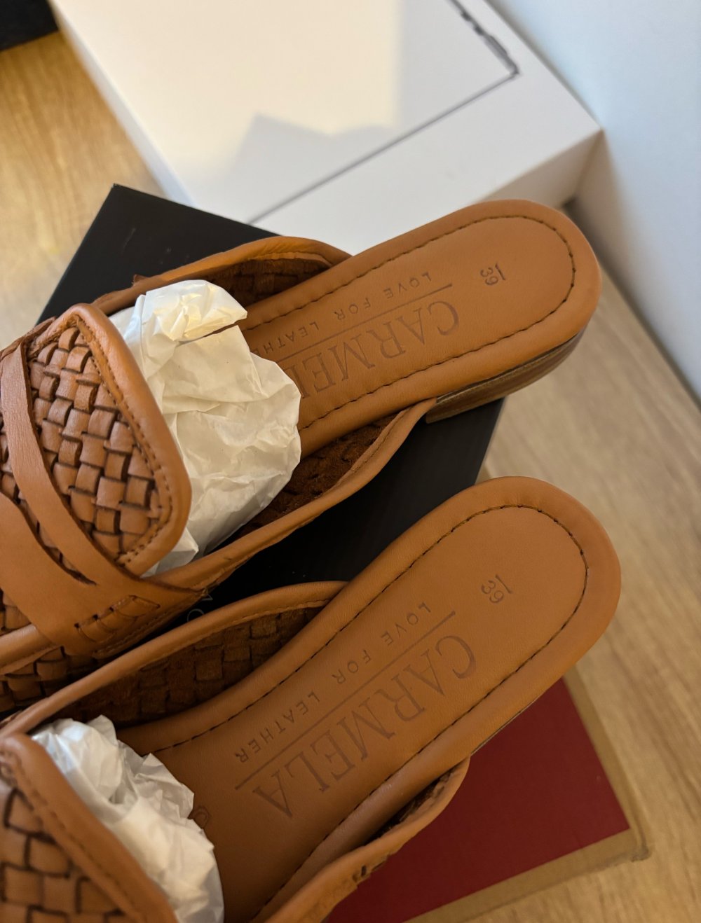 Carmela Loafer Beige Braun Geflochten Echtleder