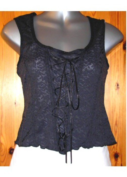 Spitzentop Top Spitze Schnürung schwarz Gothic Gr. 34